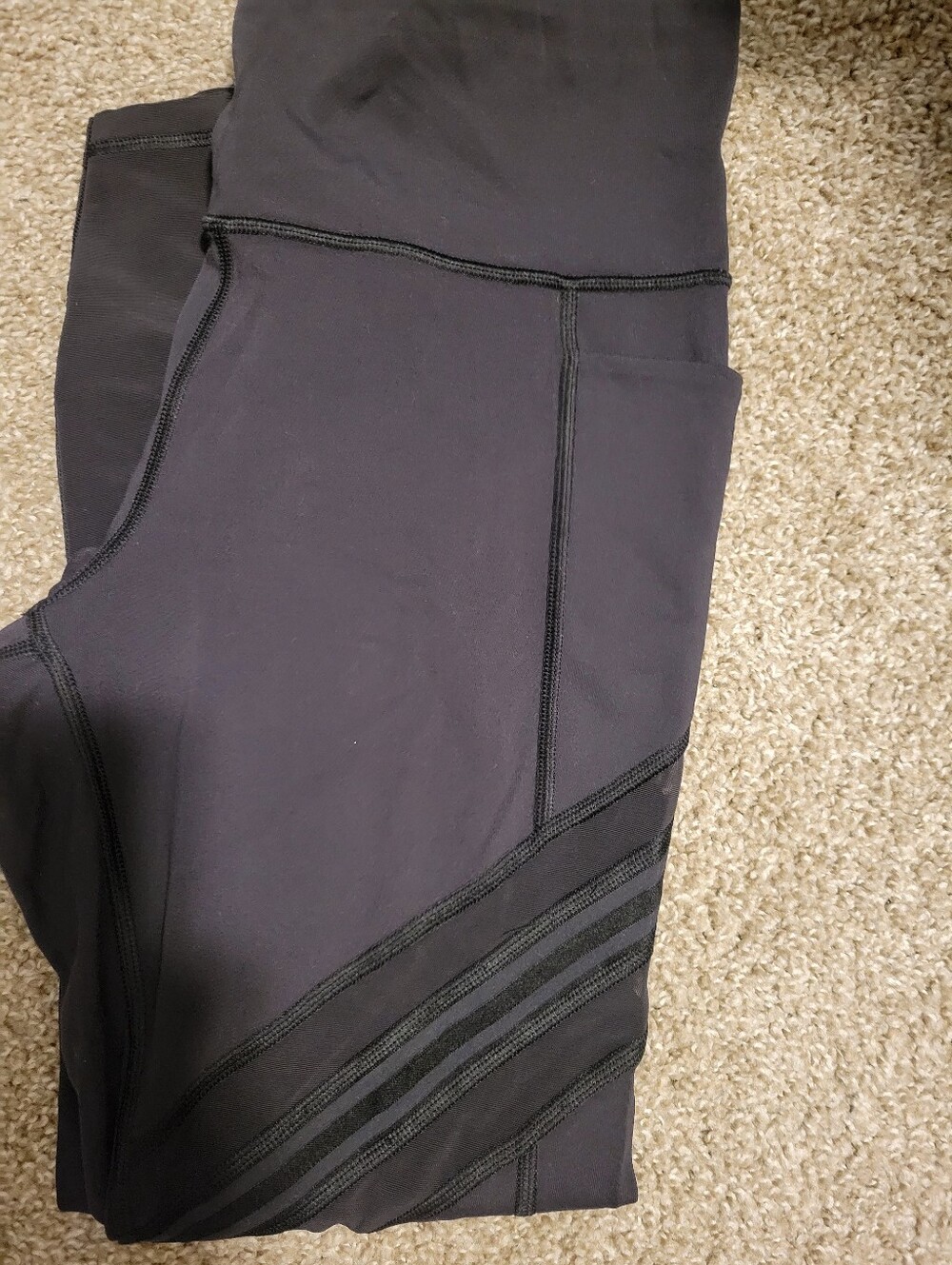 Athleta Black High-Waist Athletic Leggings with Sheer Stripe Detail - Picture 3 of 5